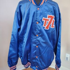 Mets 7 LINE army Blue Satin Jacket with Red Accents XXXL